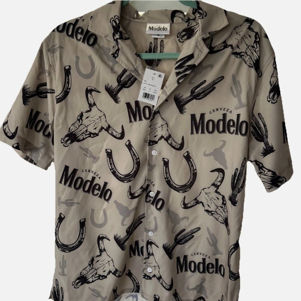 NEW Modelo Men's Small Short Sleeve Woven Button-Down Shirt